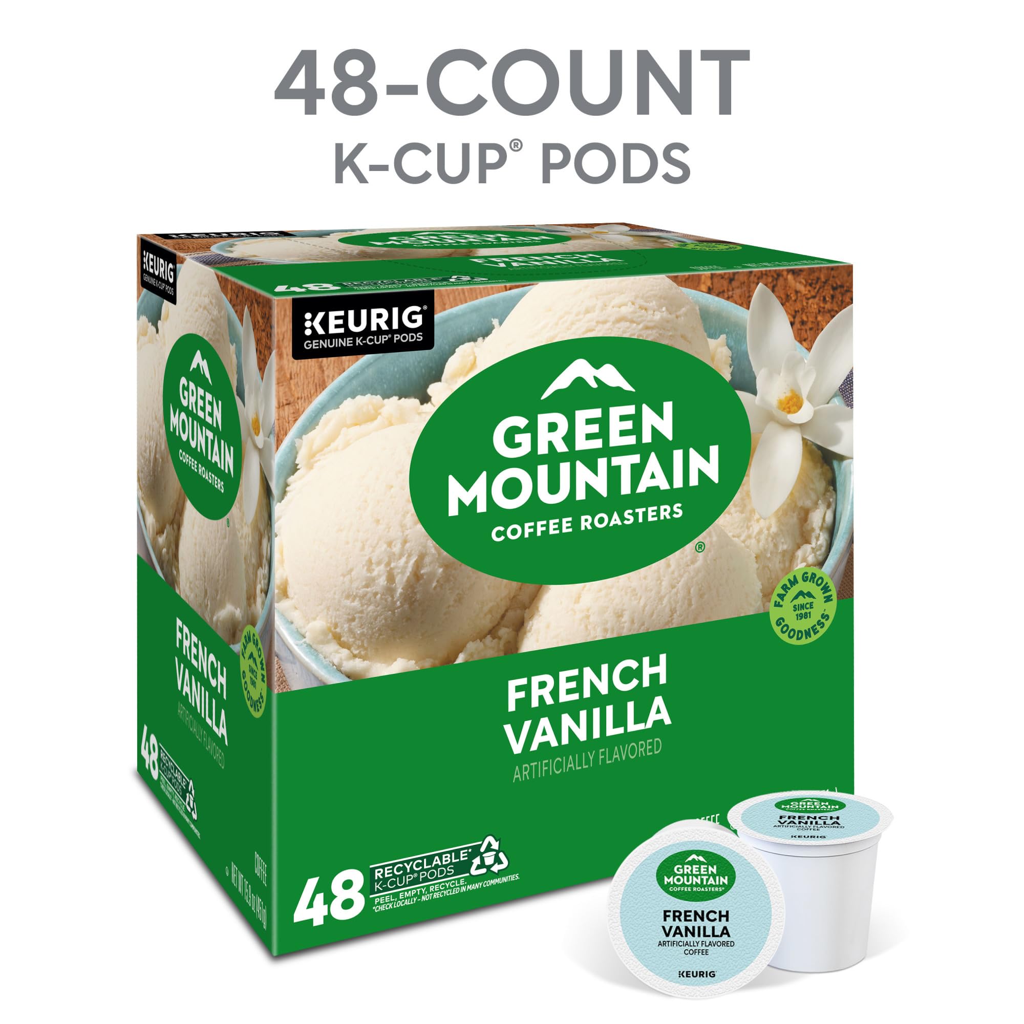 Green Mountain Coffee Roasters French Vanilla aroma elevates your daily brew.