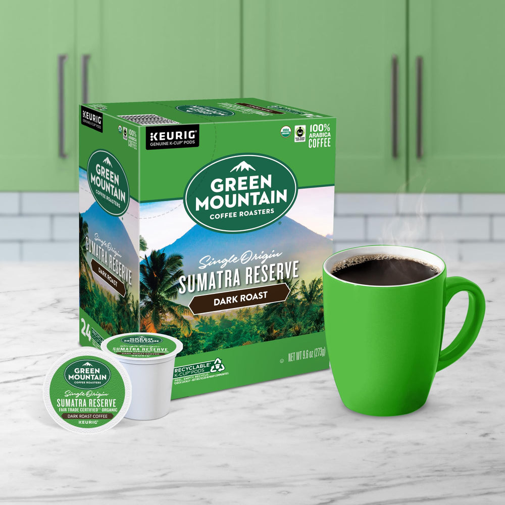 Green Mountain Fair Trade certified label reflects ethical sourcing.