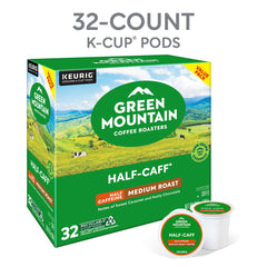 A cup of Green Mountain Half Caff reveals a medium roast aroma.