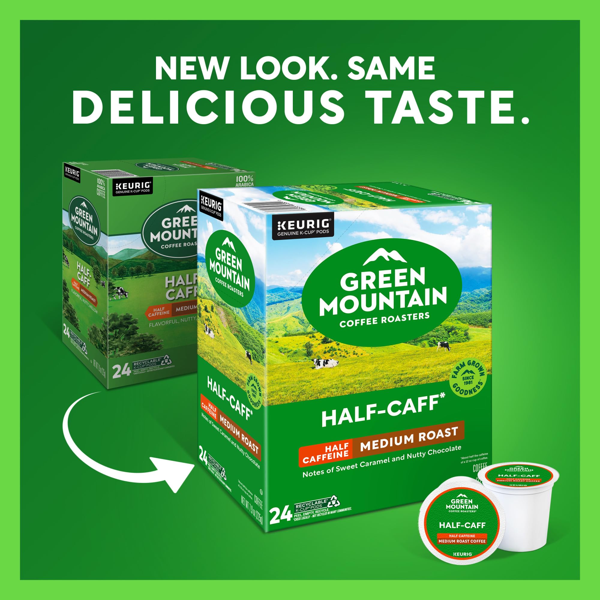 Green Mountain beans with aroma hinting chocolate and raisin notes