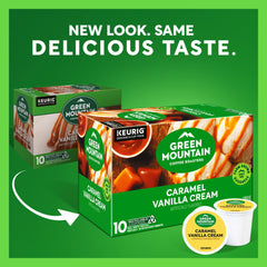 Keurig brews Green Mountain Caramel Vanilla Cream for a comforting, lightly sweet cup.
