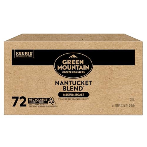 Green Mountain Nantucket Blend medium roast label hints balanced caffeine