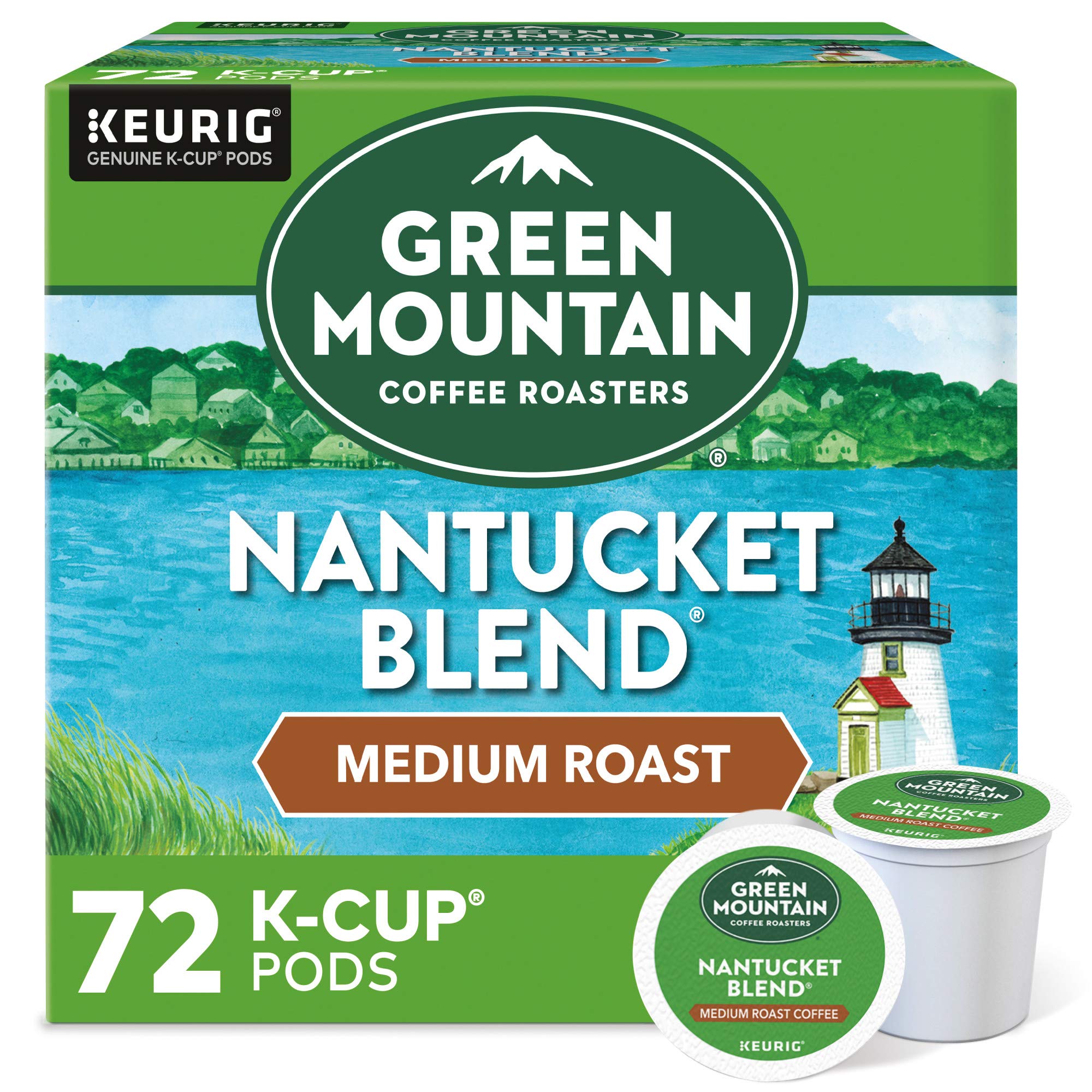Green Mountain Nantucket Blend pod in cup for a balanced morning brew