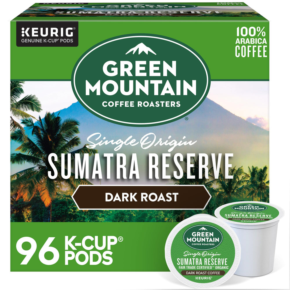 Green Mountain Sumatra Reserve K-Cup pod delivers bold flavor for busy mornings.