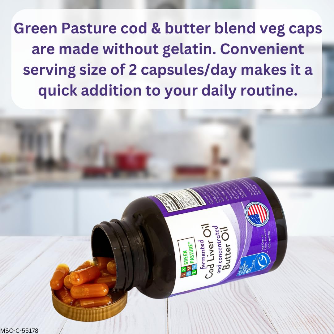 Green Pasture capsules close-up, easy daily wellness supplement.