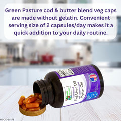 Green Pasture capsules close-up, easy daily wellness supplement.