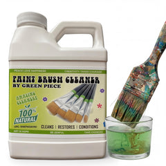 Green Piece 18oz bottle shows natural brush cleaner in action.