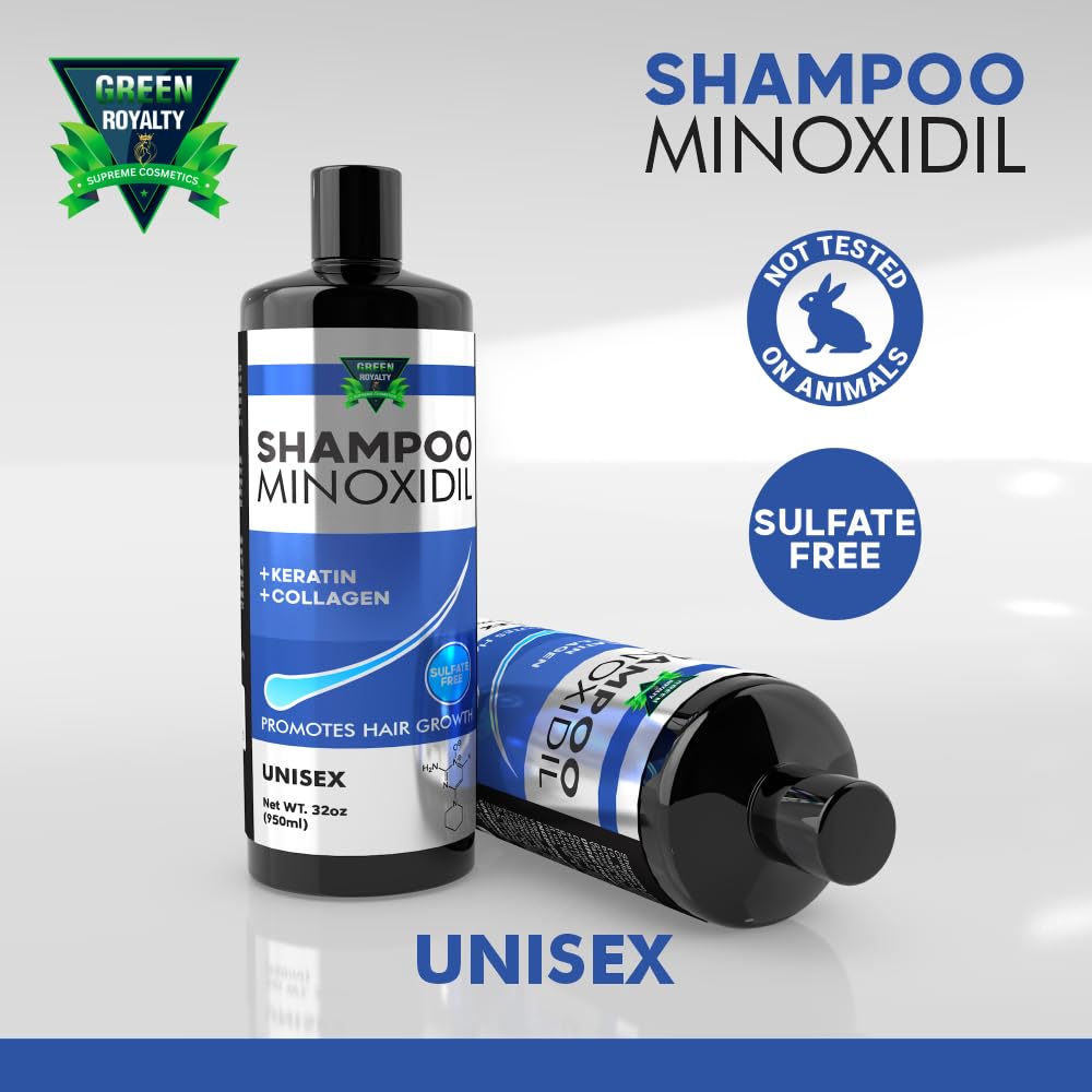 Green Royalty Minoxidil Shampoo cruelty-free formulation supports ethical hair care.
