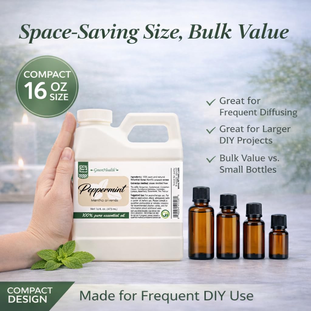 GreenHealth Peppermint oil cleaning spray bottle, ideal for DIY cleaners