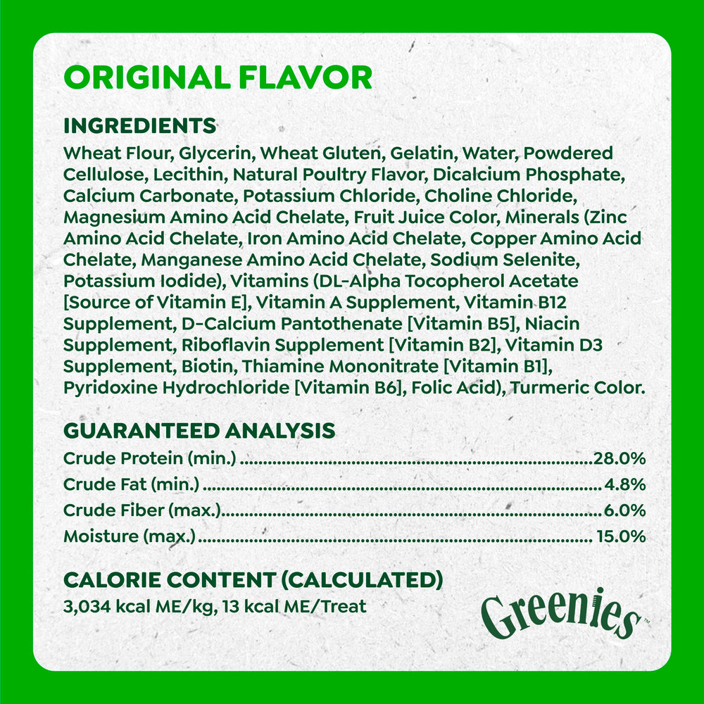 Greenies Anytime Bites 13-calorie treat suitable for guilt-free rewards.