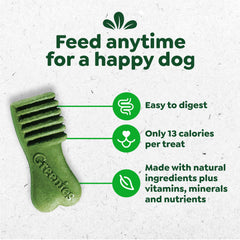 Dog training moment with Greenies Anytime Bites in a treat pouch.