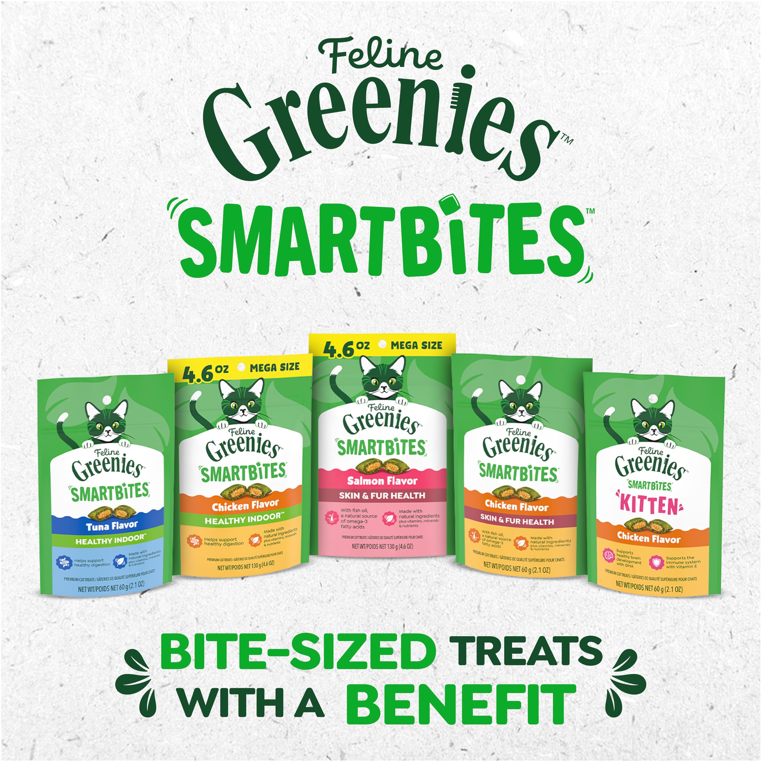Greenies bite-sized cat treats are easy to portion