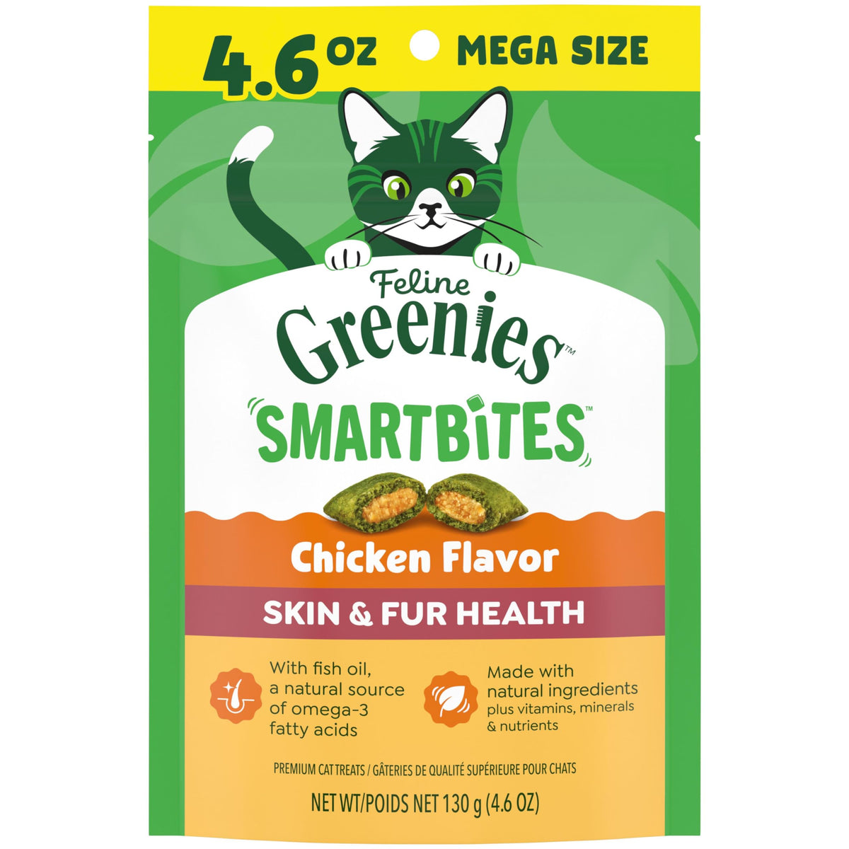 Greenies crunchy-outside soft-inside cat treats for dual texture snacking