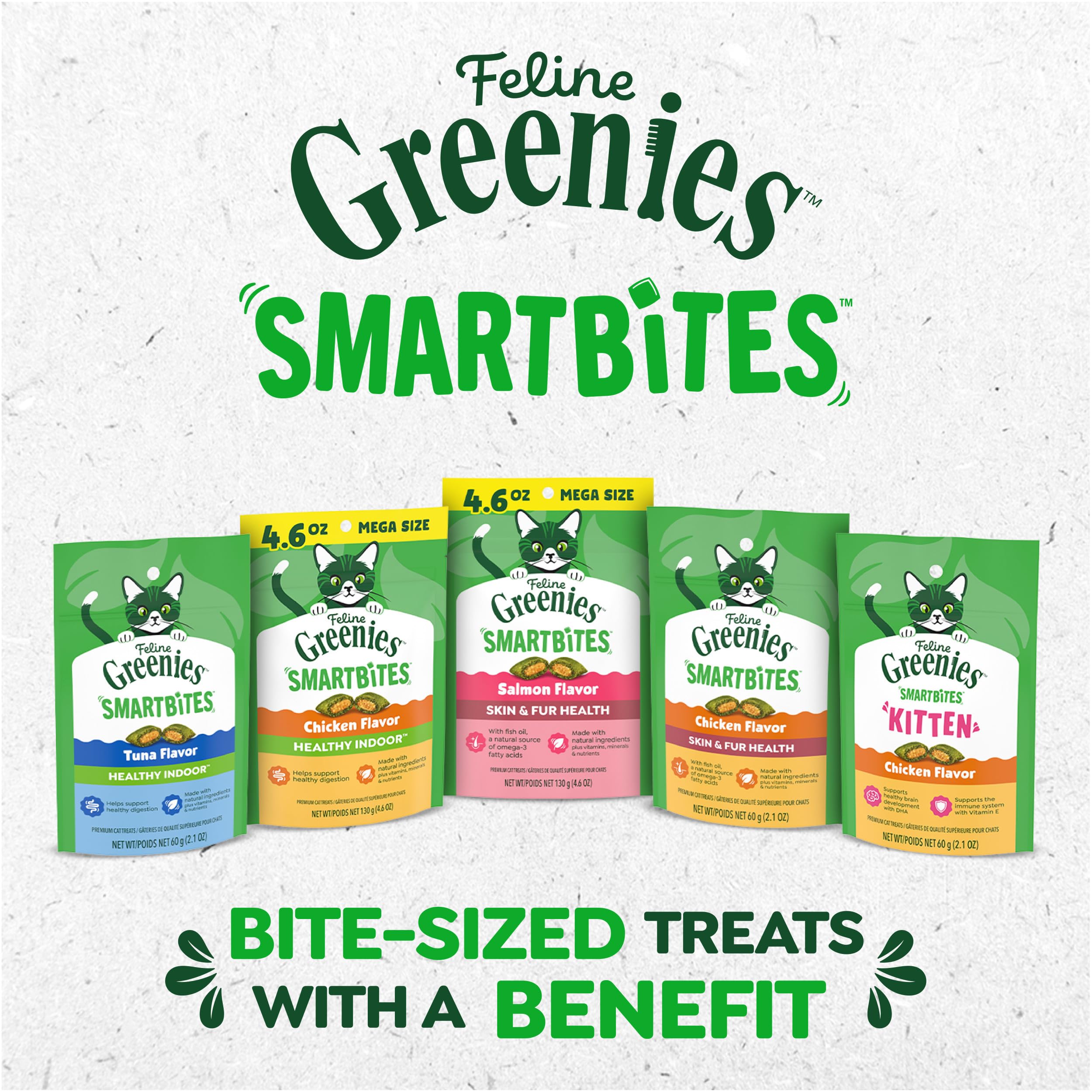 Greenies DHA brain and vision support mention for growing kittens