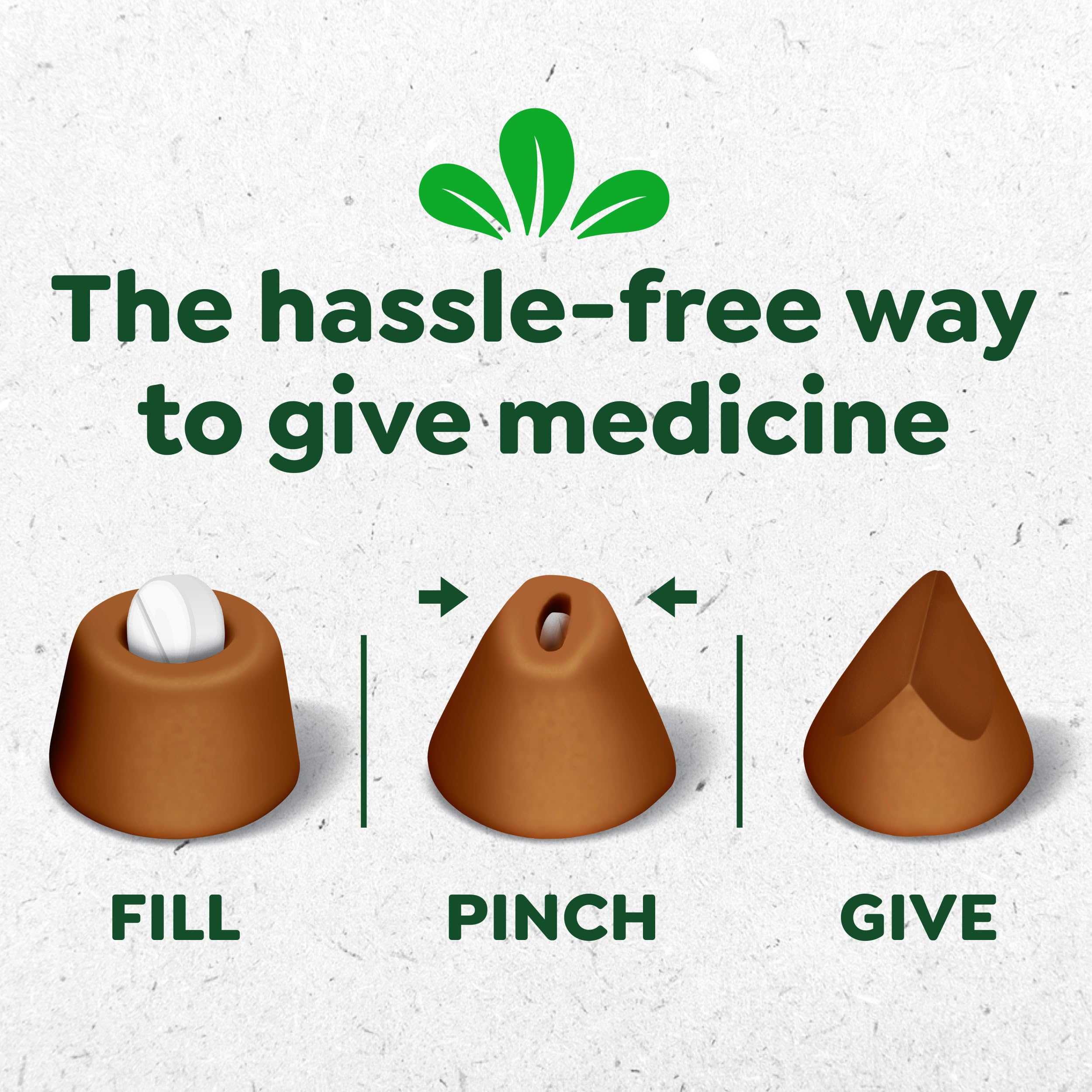 Greenies Pill Pockets pocket opened with a pill for simple administration.