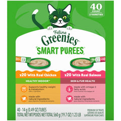 Greenies Feline Smart Purees real chicken tube shows protein-rich treat for healthy muscles