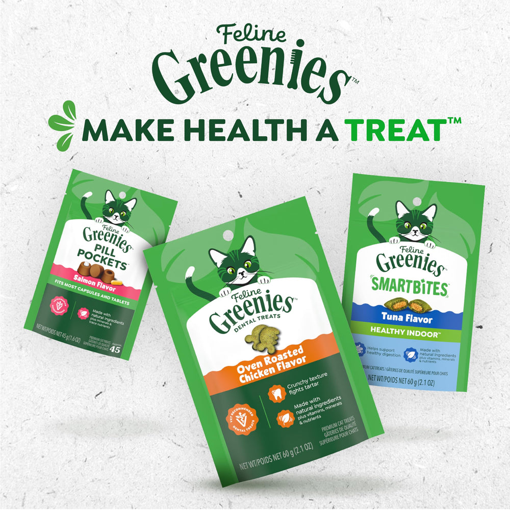 Greenies Feline Smartbites tuna flavor close-up, appealing aroma for cats' appetite.