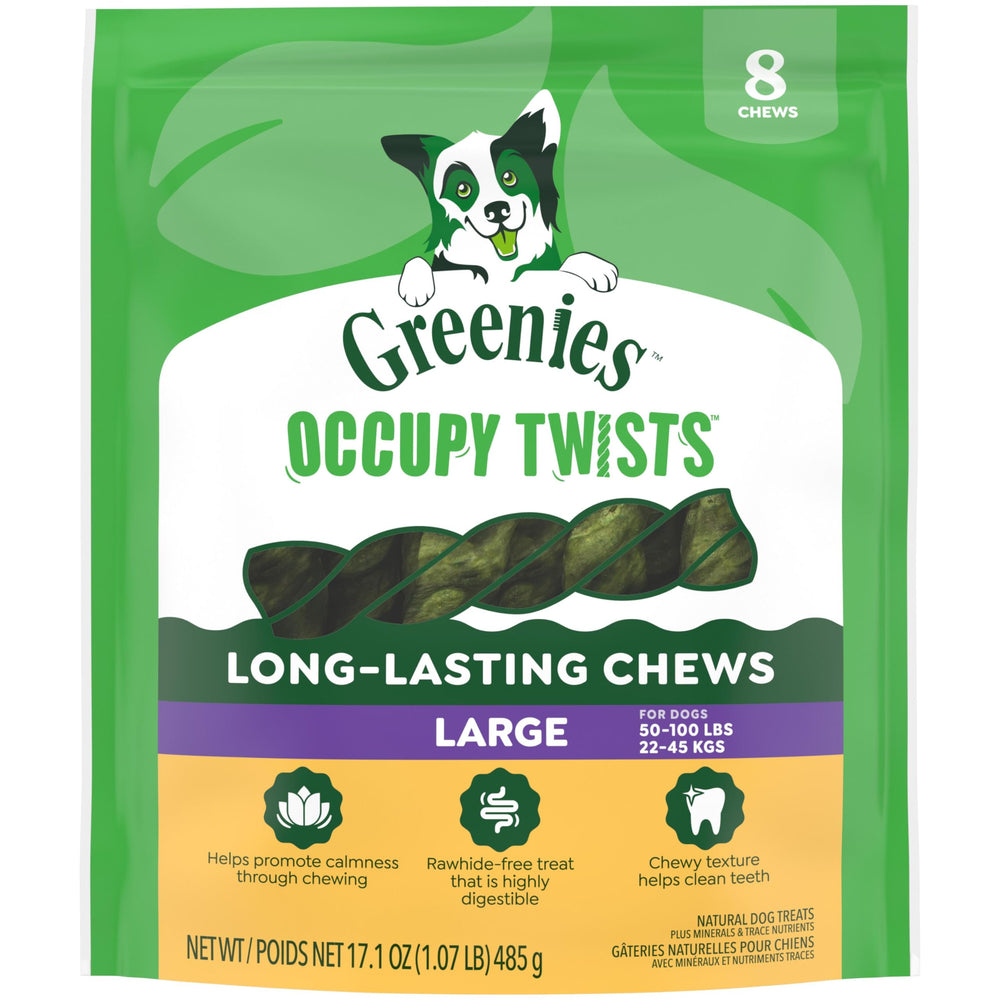 Greenies Occupy Twists chicken flavor twist for large dogs promoting calm chewing