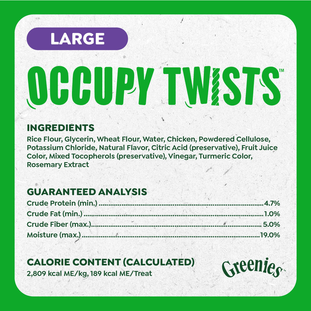 Greenies Occupy Twists twist-shaped chews in packaging
