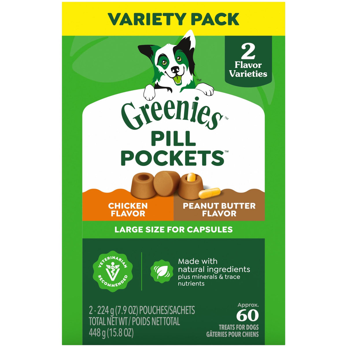 Greenies Pill Pockets large pack closed for mess-free capsule administration.