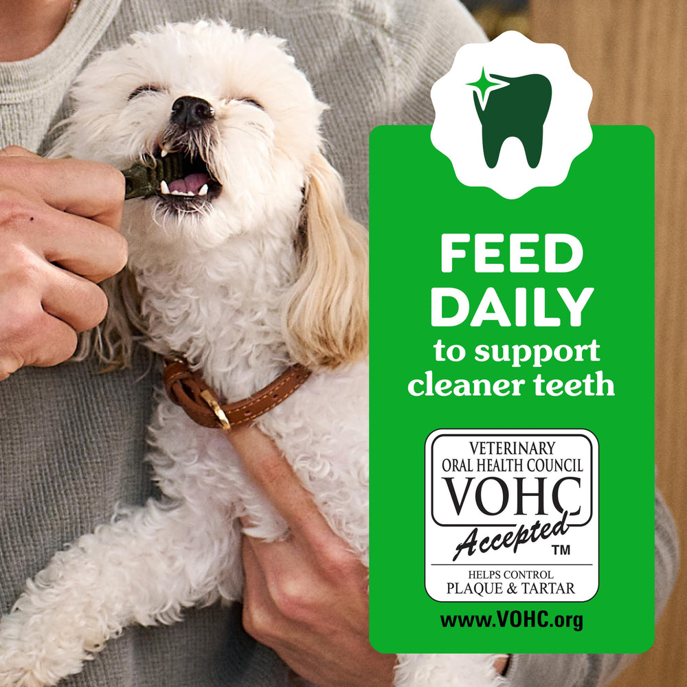 Greenies puppy teeth cleaning design targets the gumline.