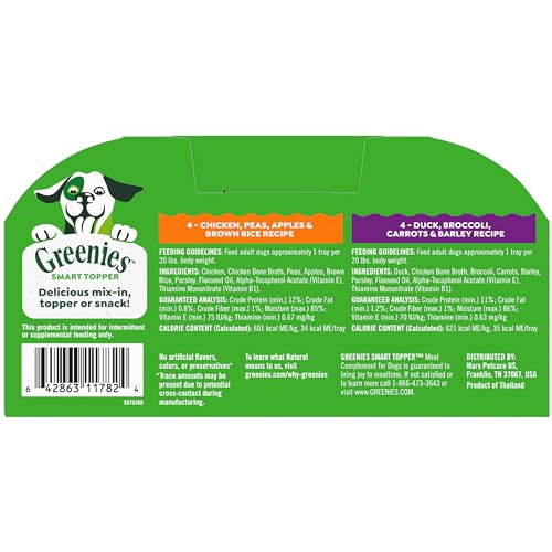 Greenies Smart Topper chicken-peas-apples-brown-rice recipe served as nutritious meals