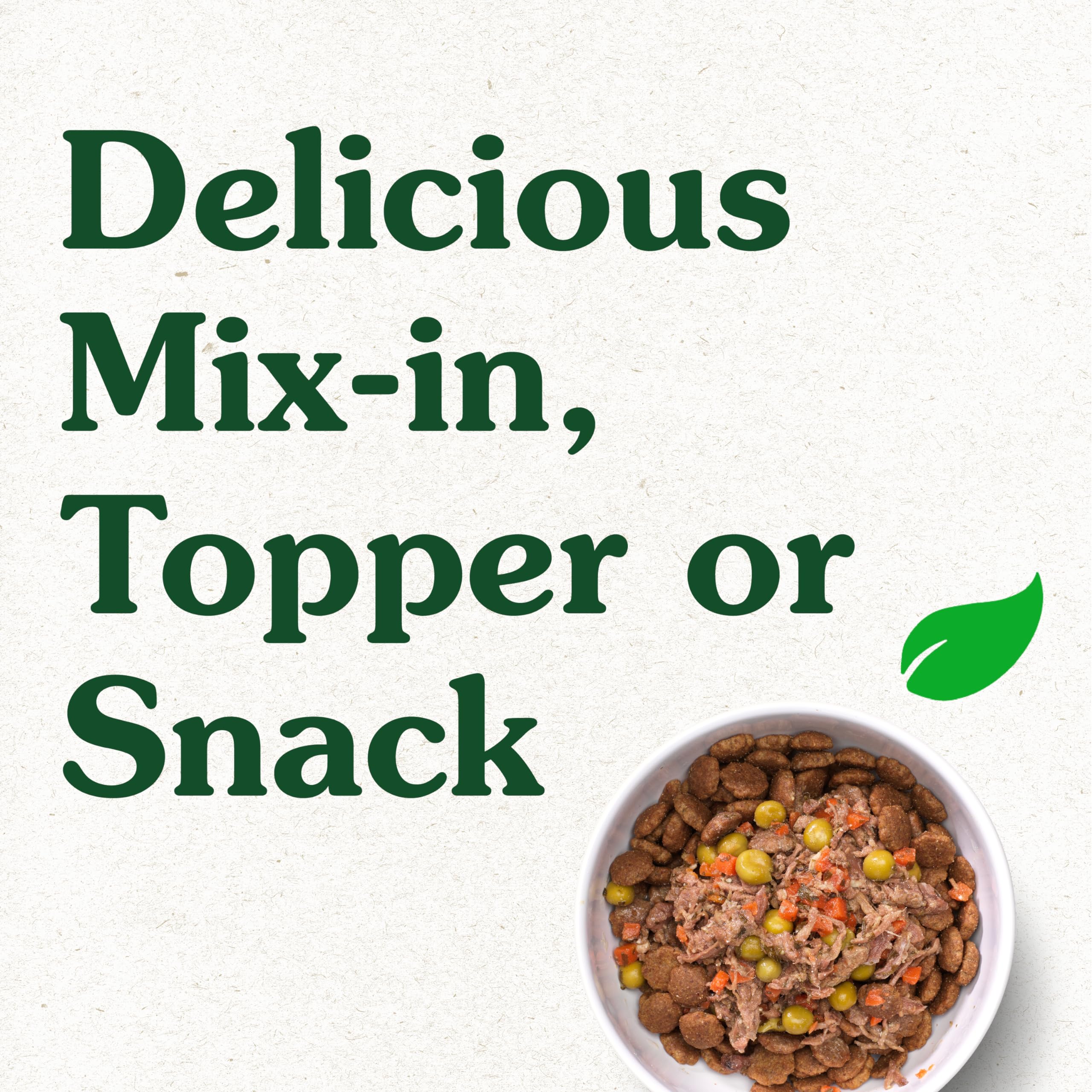 Grain-free ingredient list on Smart Topper, real beef and bone broth notes.