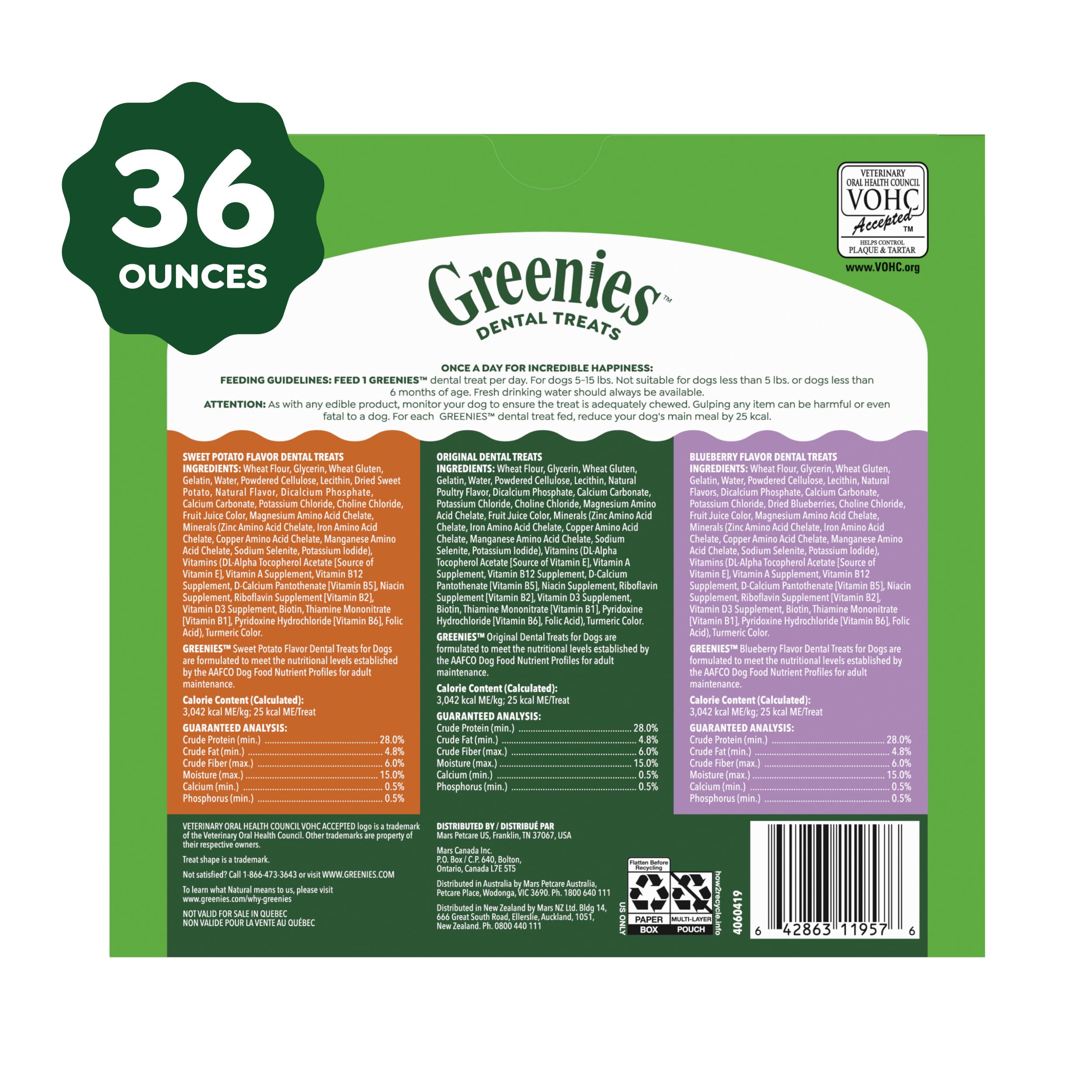 Greenies teenie package emphasizing natural ingredients
