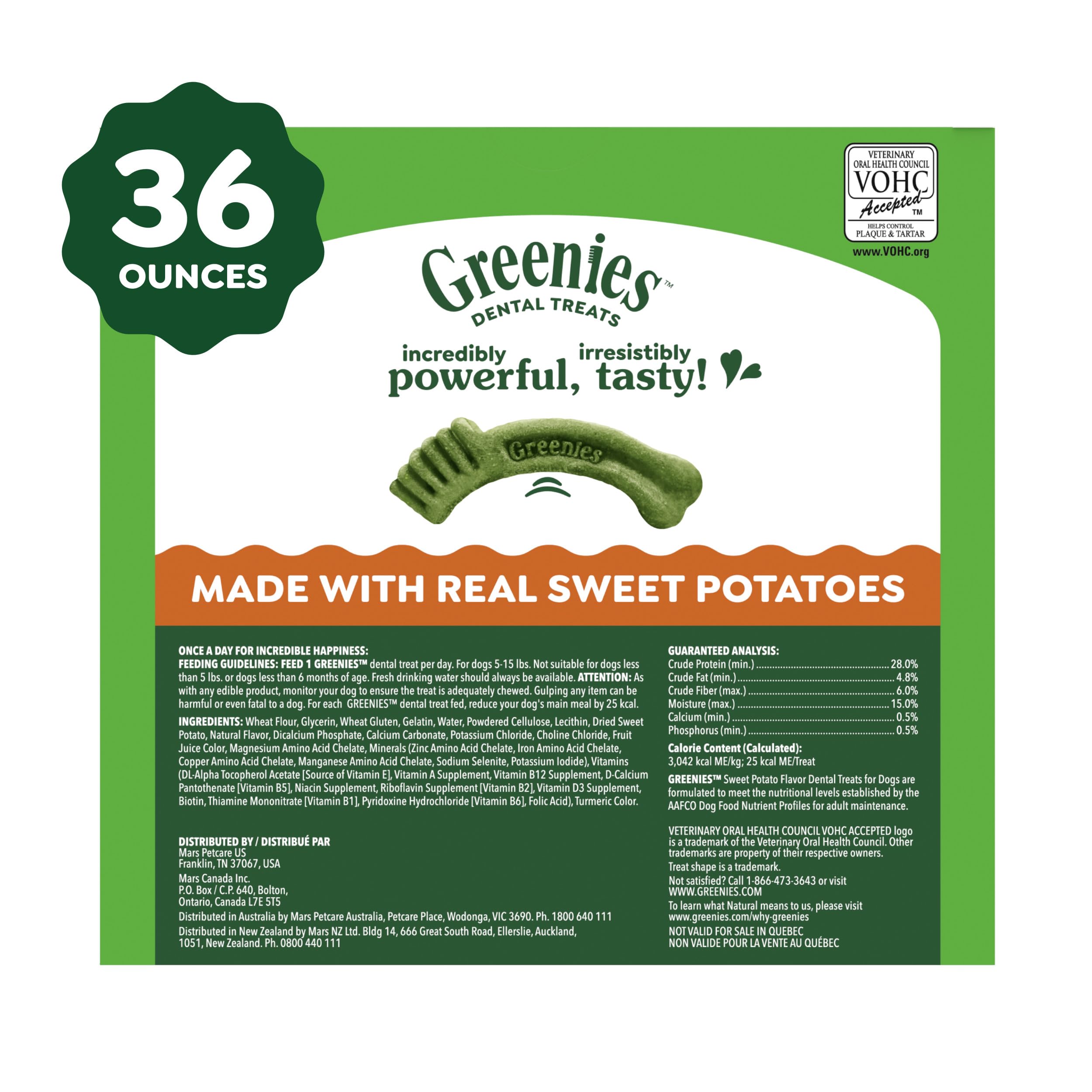 Greenies teenie size chews on the counter suggest a safe, rawhide-free daily treat.