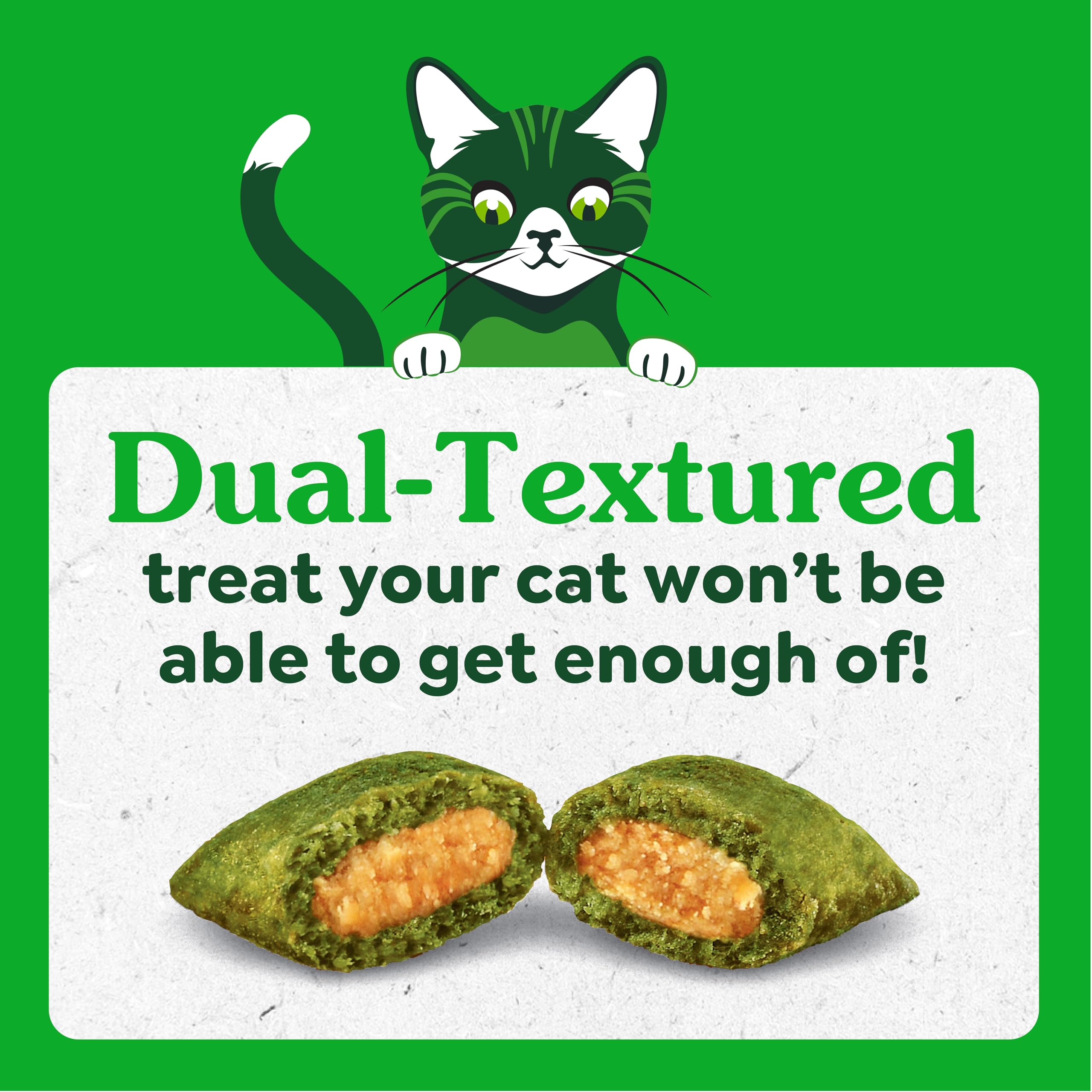Greenies Vet-recommended cat treats emphasize high-quality protein for muscle support.