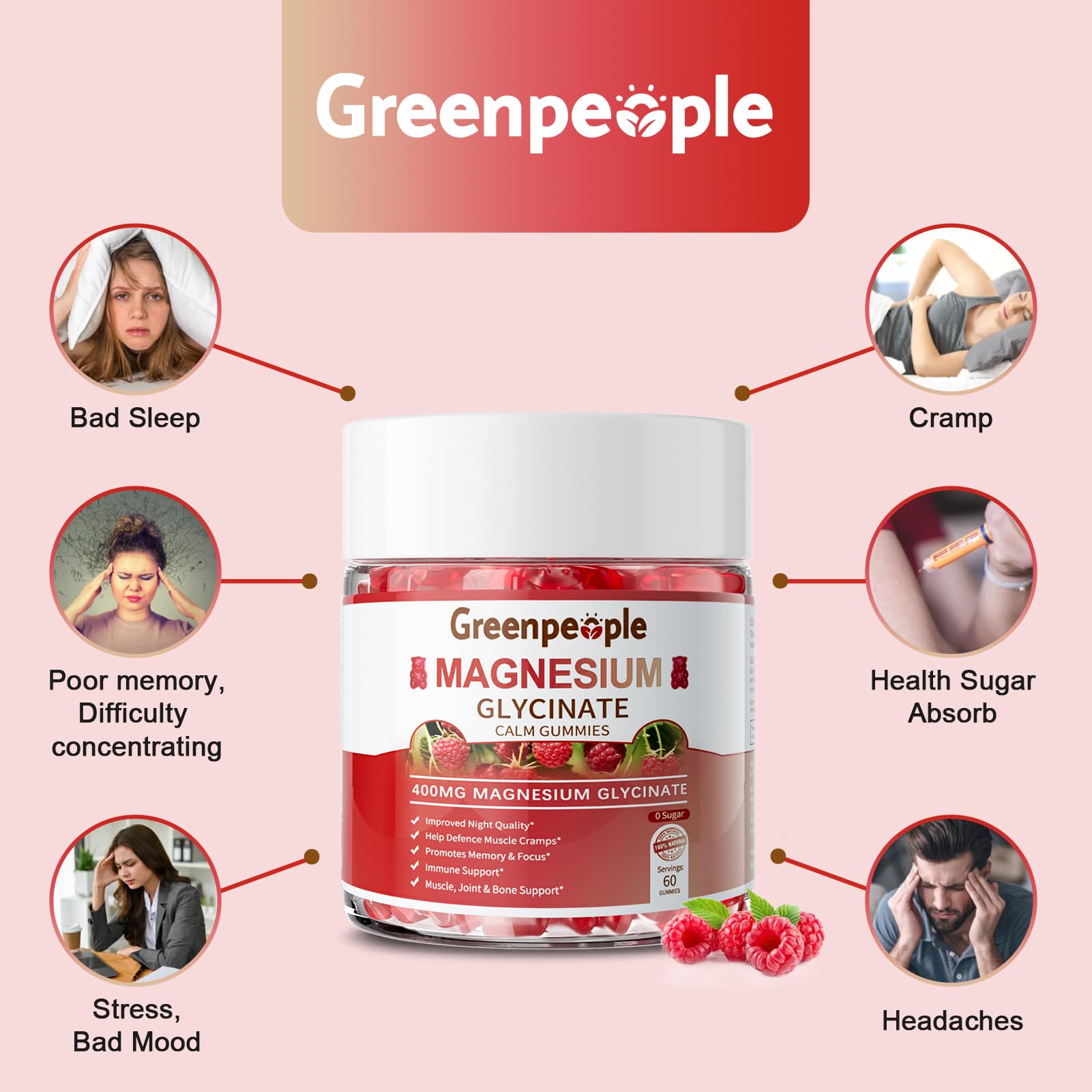 GreenPeople label highlights magnesium glycinate, calcium, vitamin D and B6 blend
