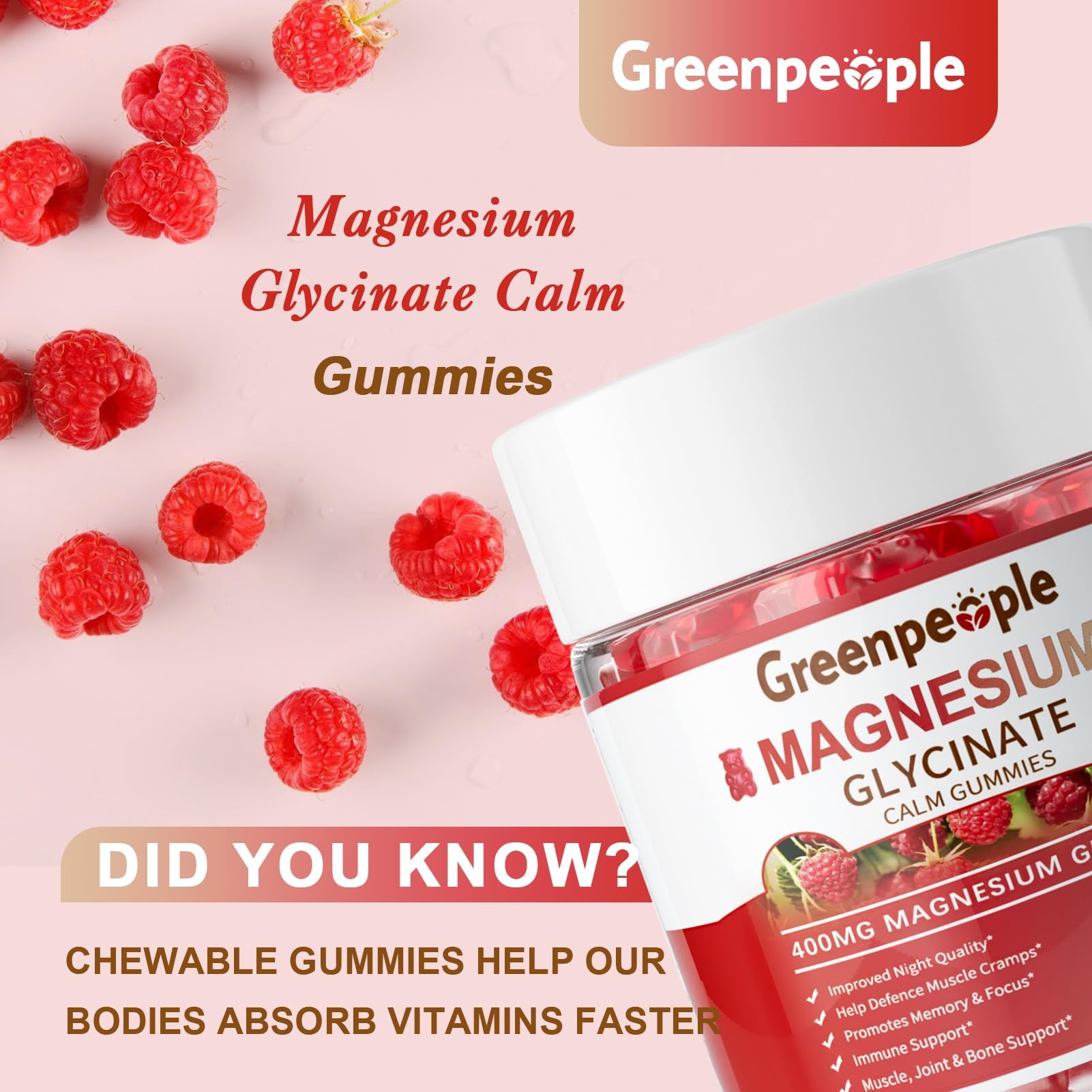 GreenPeople gummies ingredient list highlighting vitamin D and B6