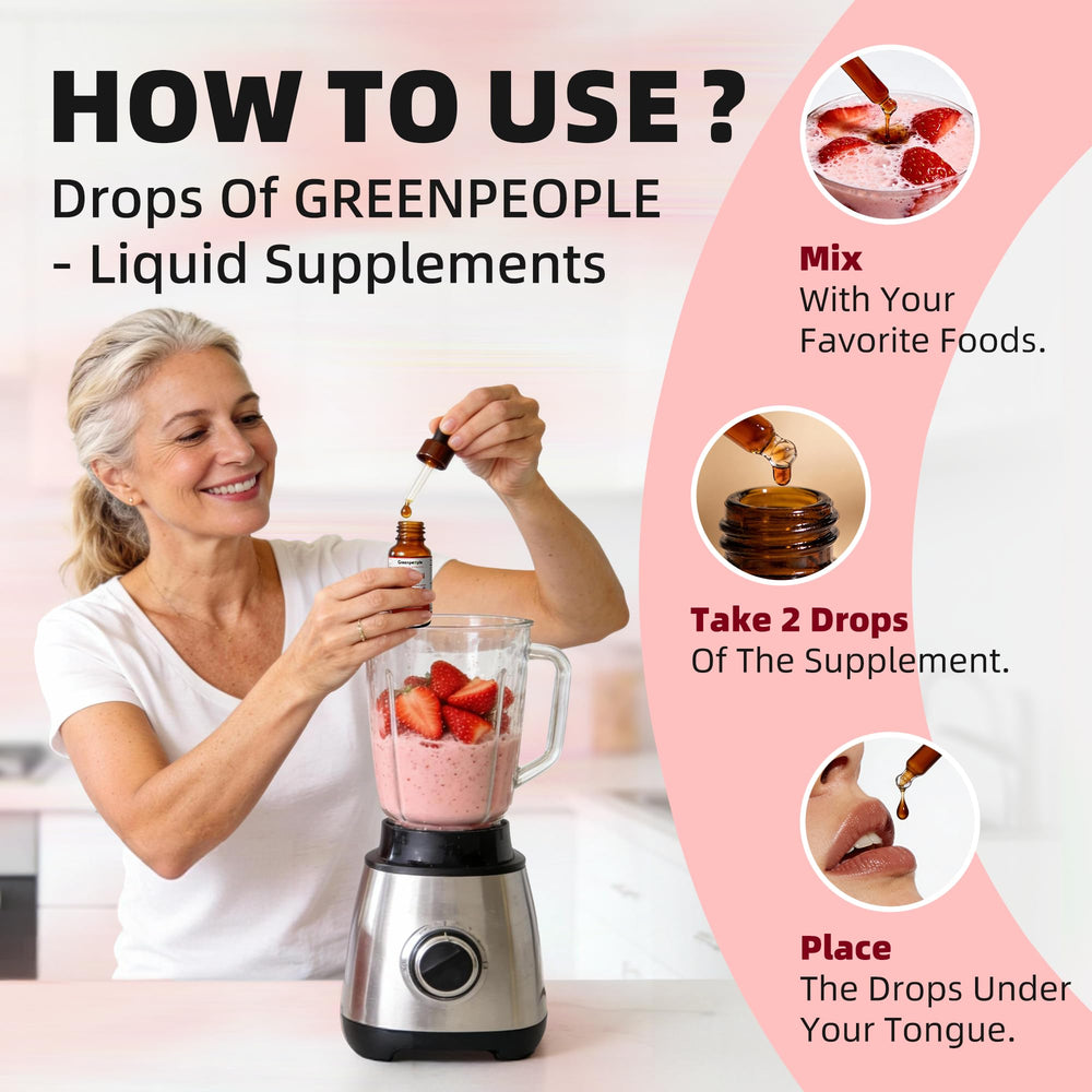 GREENPEOPLE saffron drops packaging box emphasizes vegan gluten-free formula