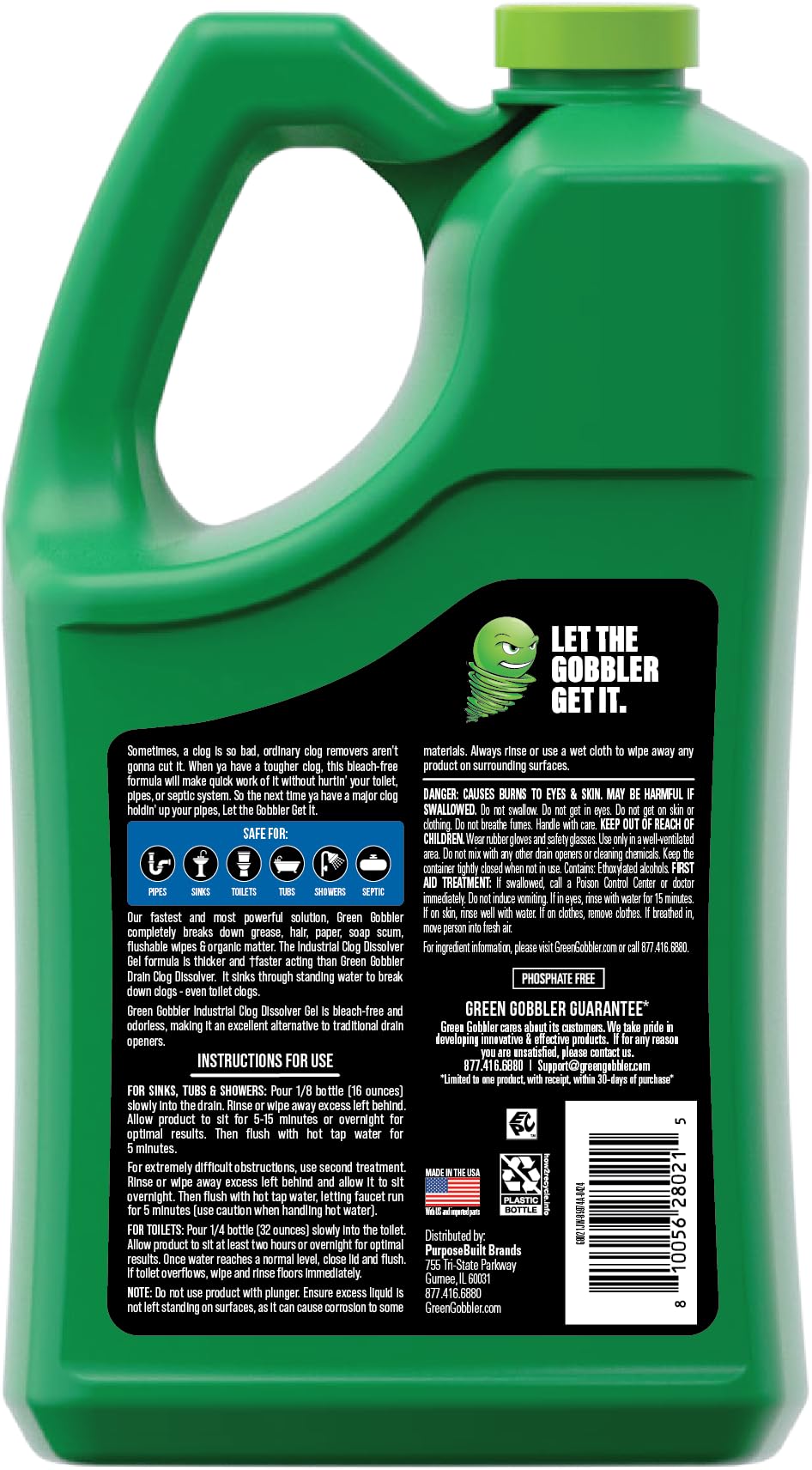 Green Gobbler anti-glug technology reduces splashing during application