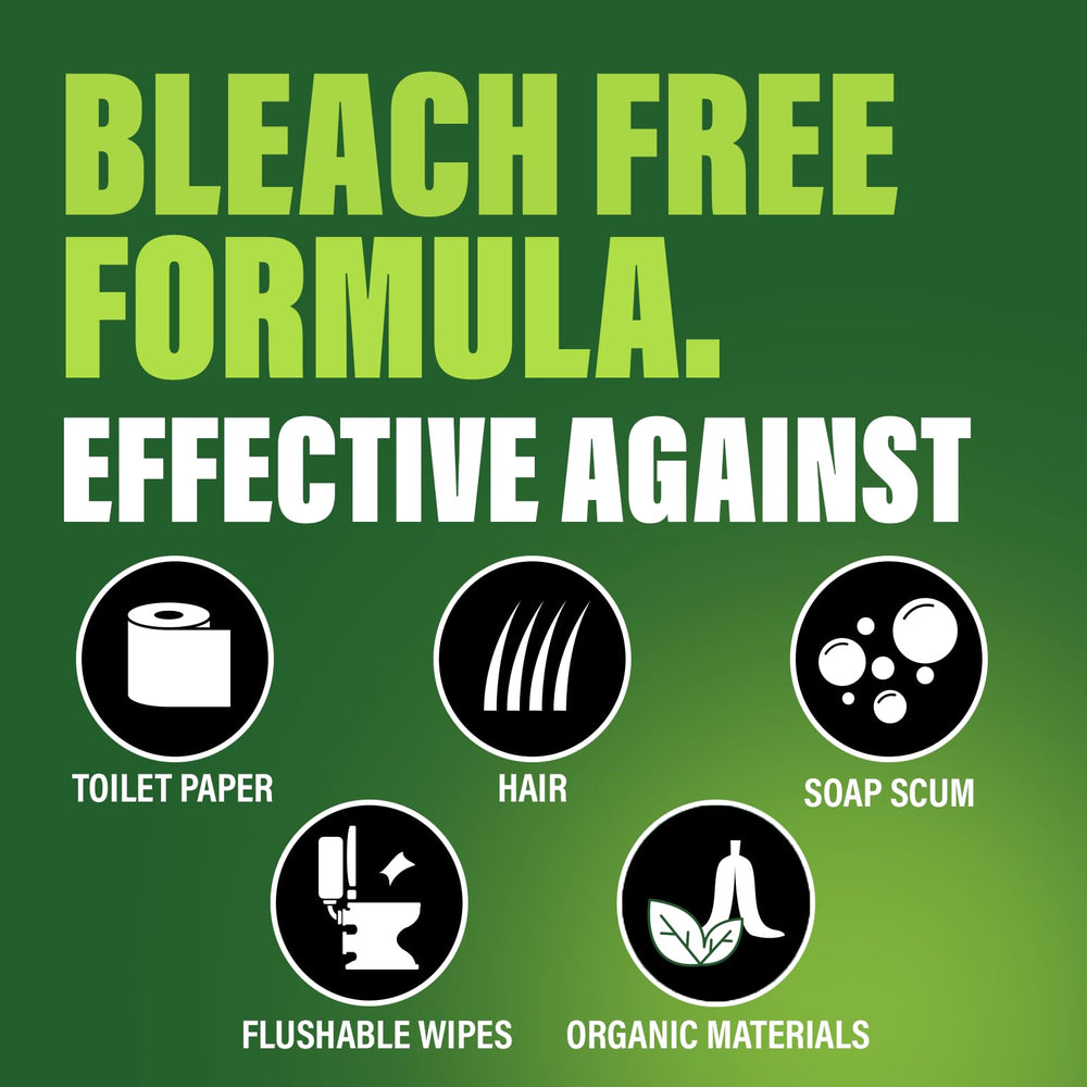 Green Gobbler odorless, bleach-free formula offers a safe alternative for drains