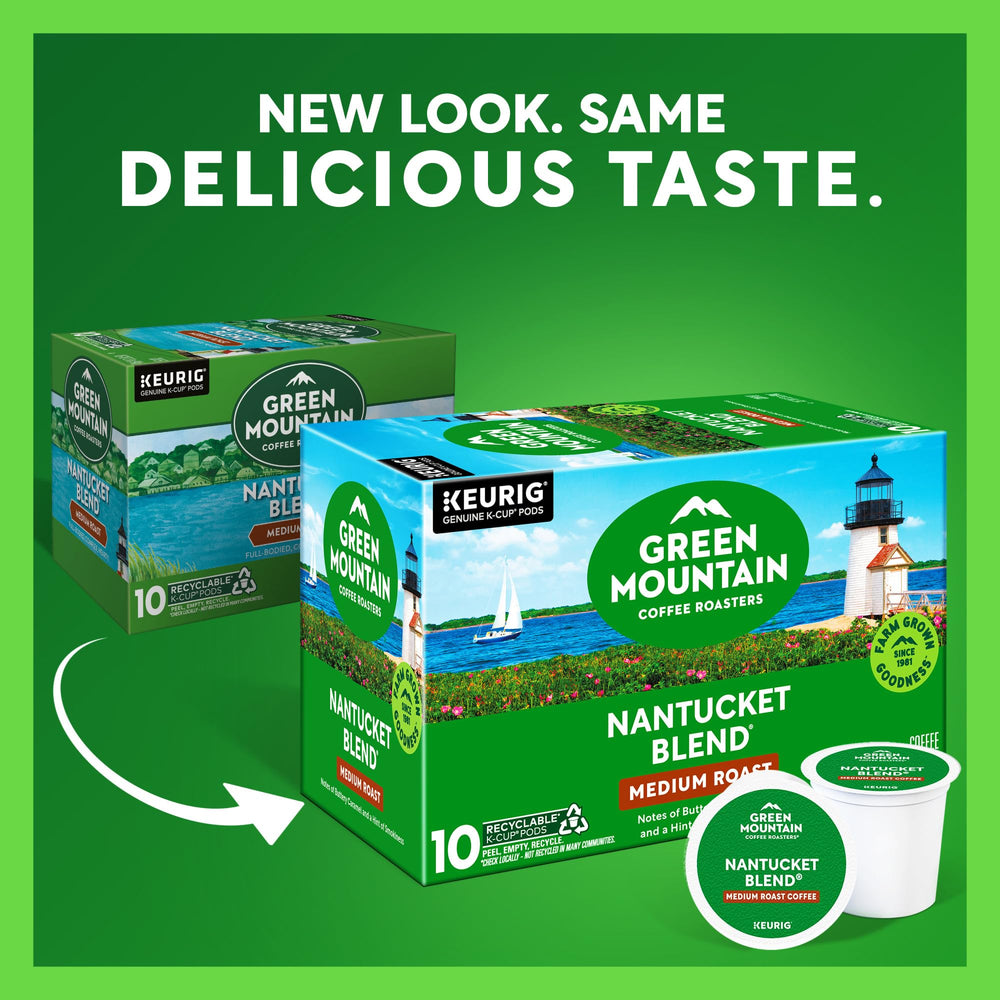 Green Mountain Nantucket Blend cup pour for balanced flavor in every cup.
