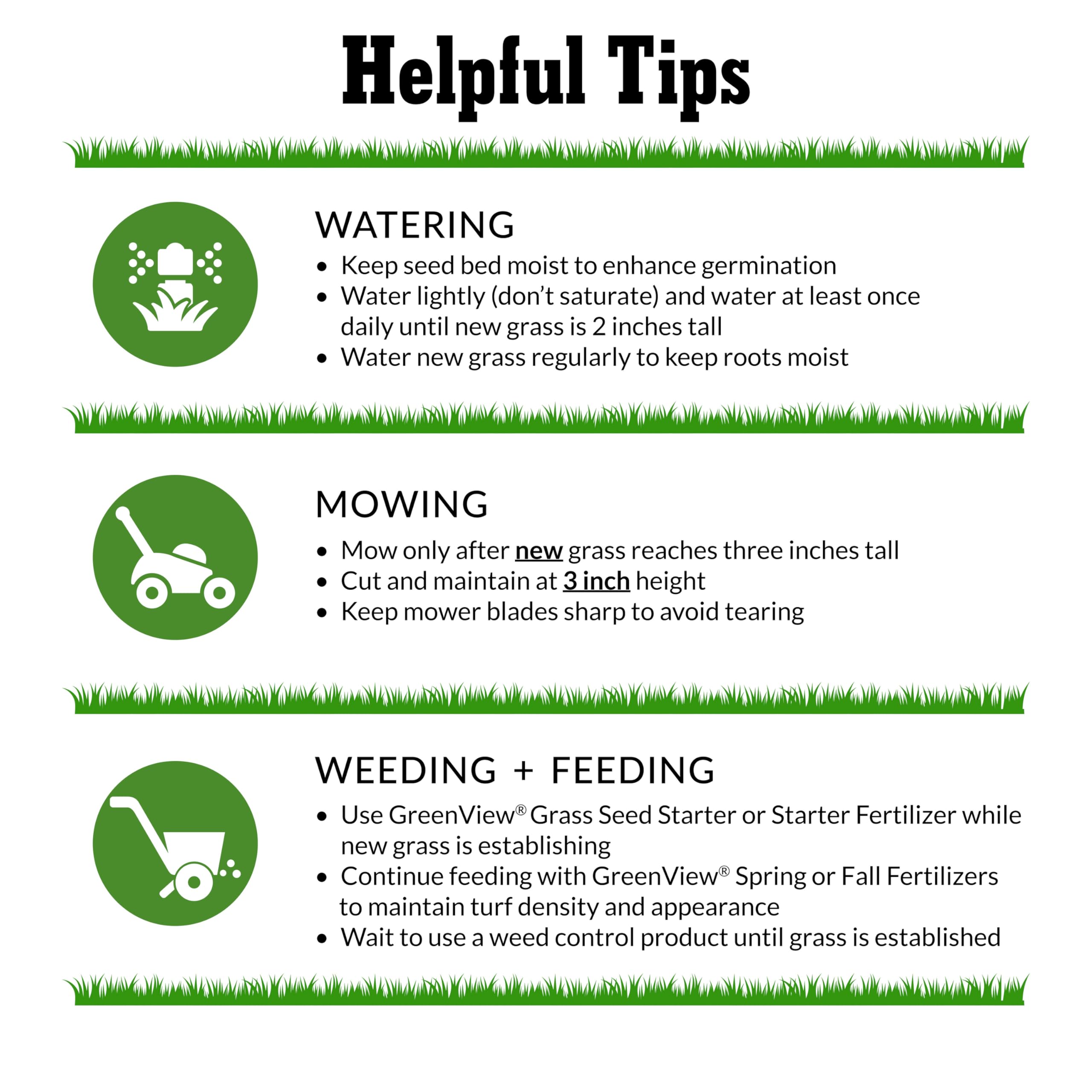 GreenView Pure Grass Seed bare-spot-repair image highlights rapid restoration possibilities.