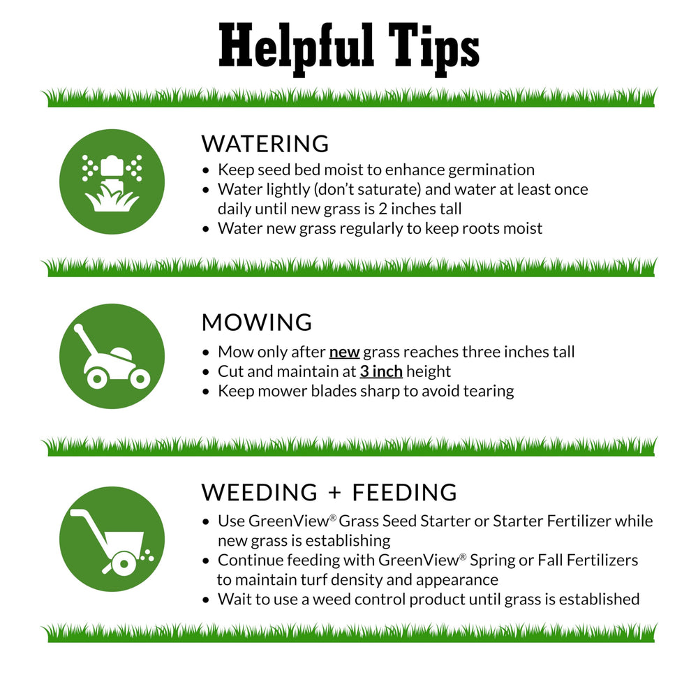 GreenView Pure Grass Seed bare-spot-repair image highlights rapid restoration possibilities.