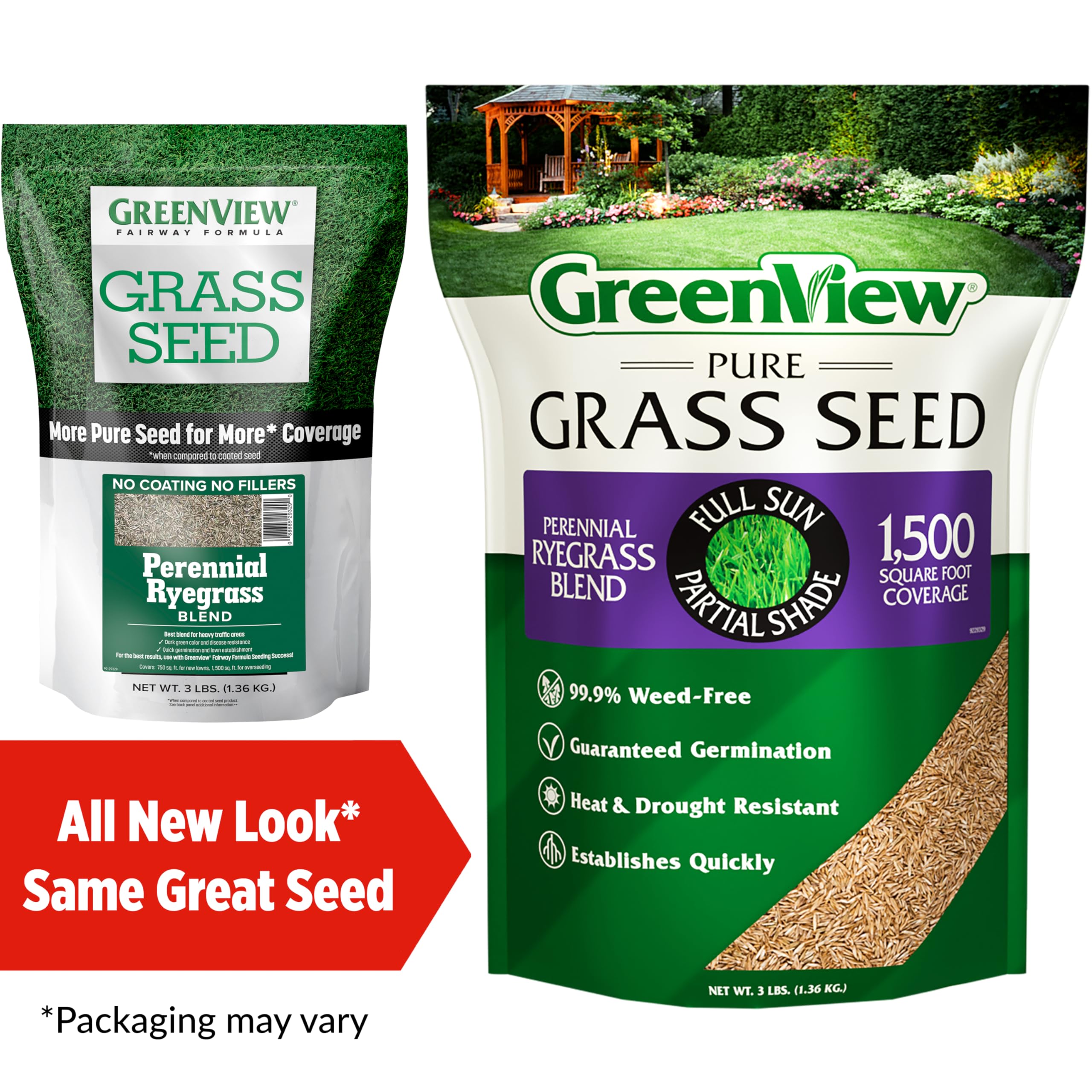 GreenView Pure Grass Seed germination close-up shows rapid 7-12 day sprouting.