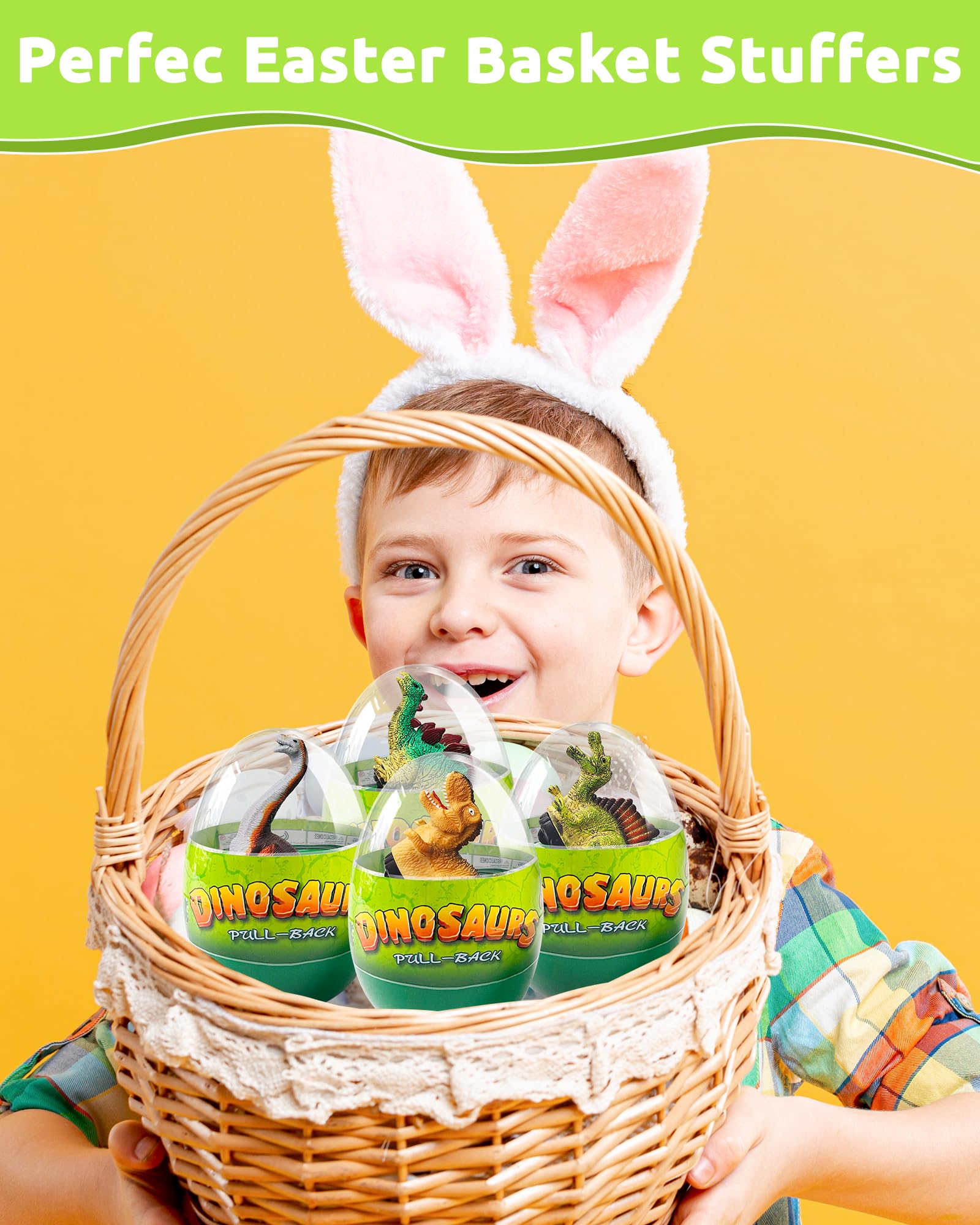 Greingways dinosaur pull-back car inside egg highlights bright colors for recognition