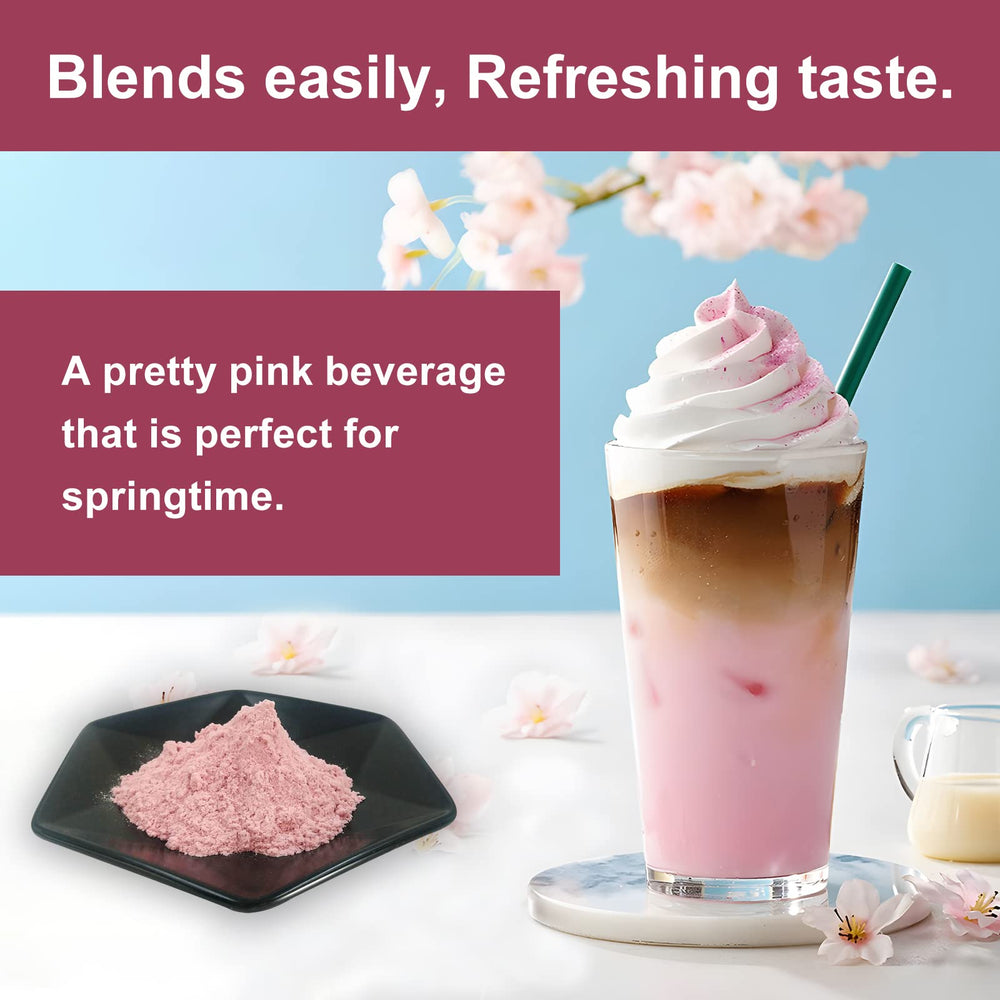 Sakura latte in a cup with pale pink hue using GRELIM powder.