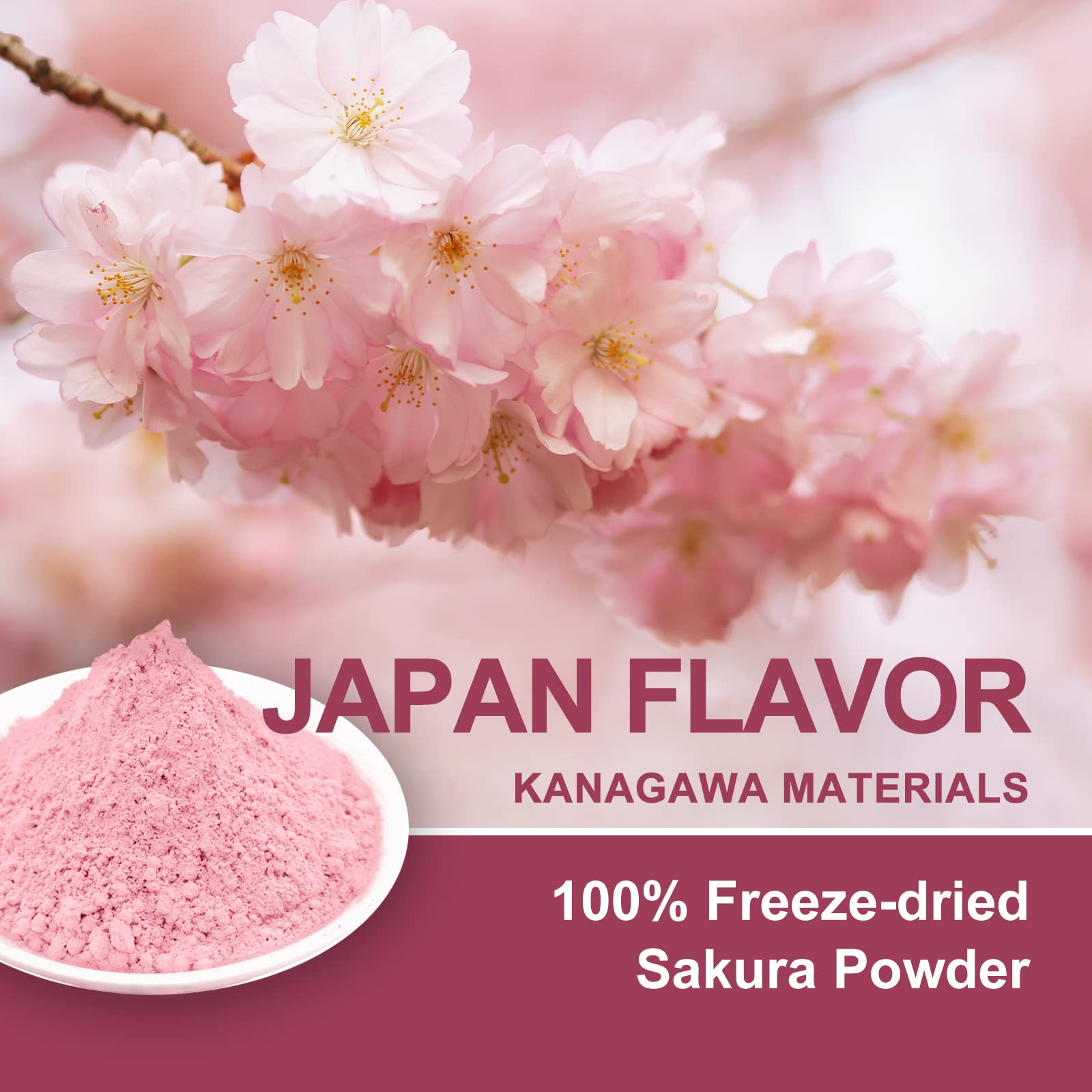 Powder sprinkled into batter to impart delicate sakura aroma.