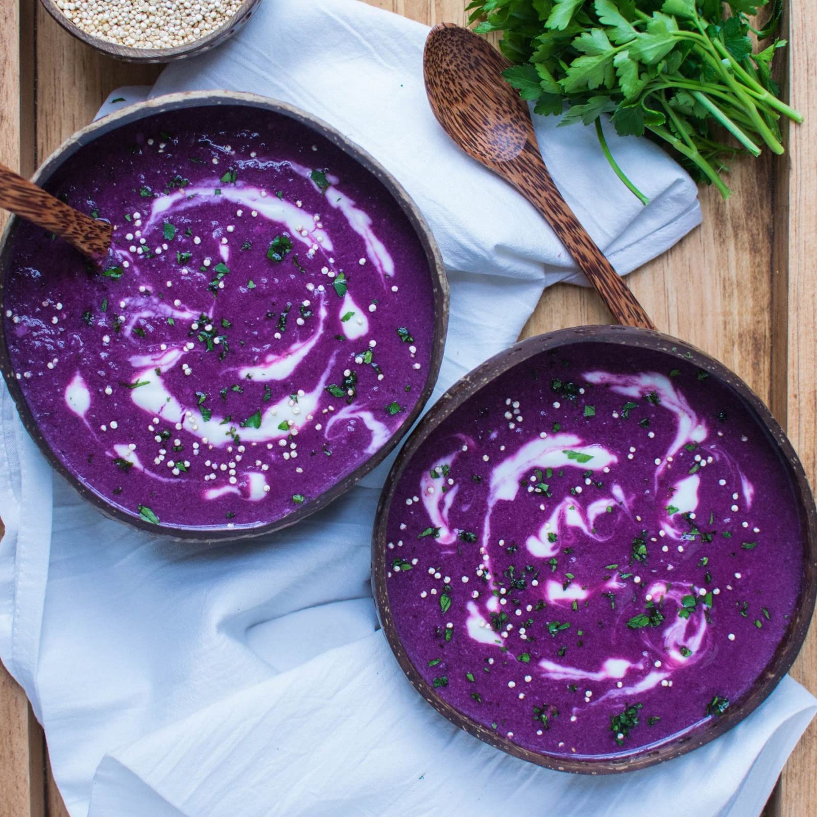 Grelim Ube powder being scooped for precise portions
