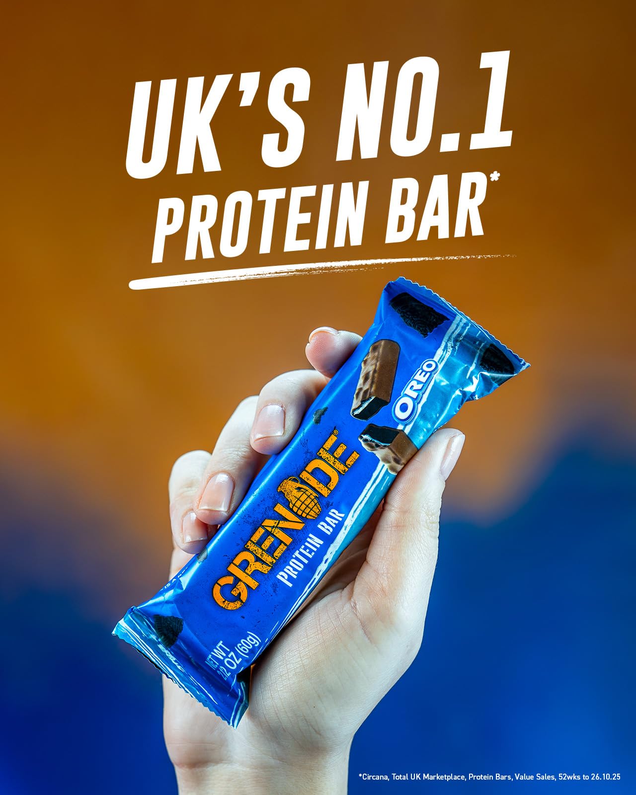 Grenade OREO bar dough center close up highlights protein core