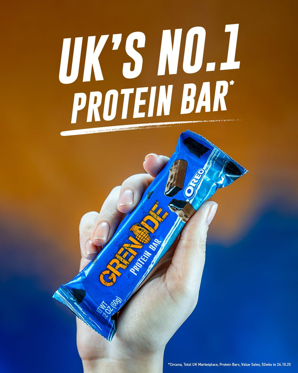 Grenade OREO bar dough center close up highlights protein core