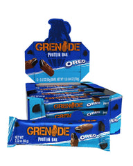 Grenade OREO bar pack front view highlights protein-packed snack for workouts