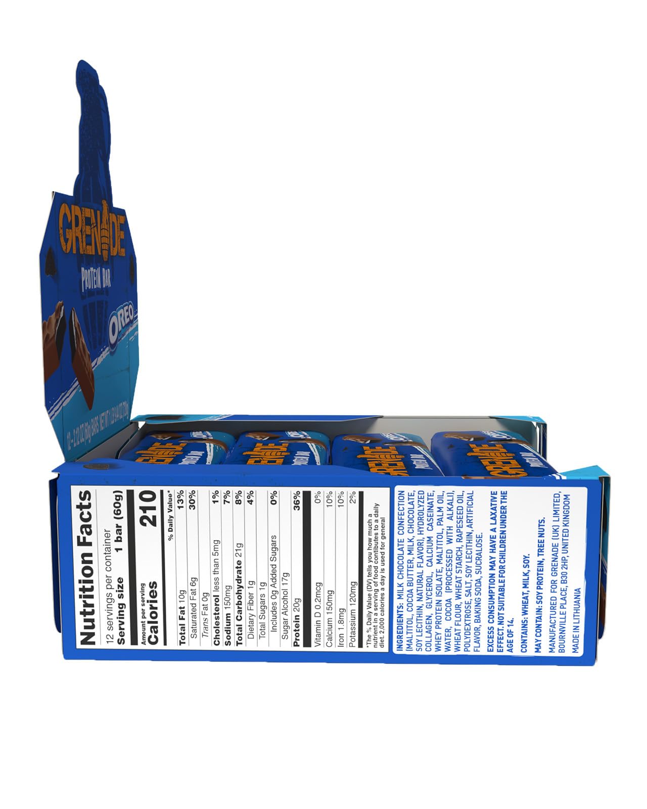 Grenade OREO bar wrapped for portable convenience