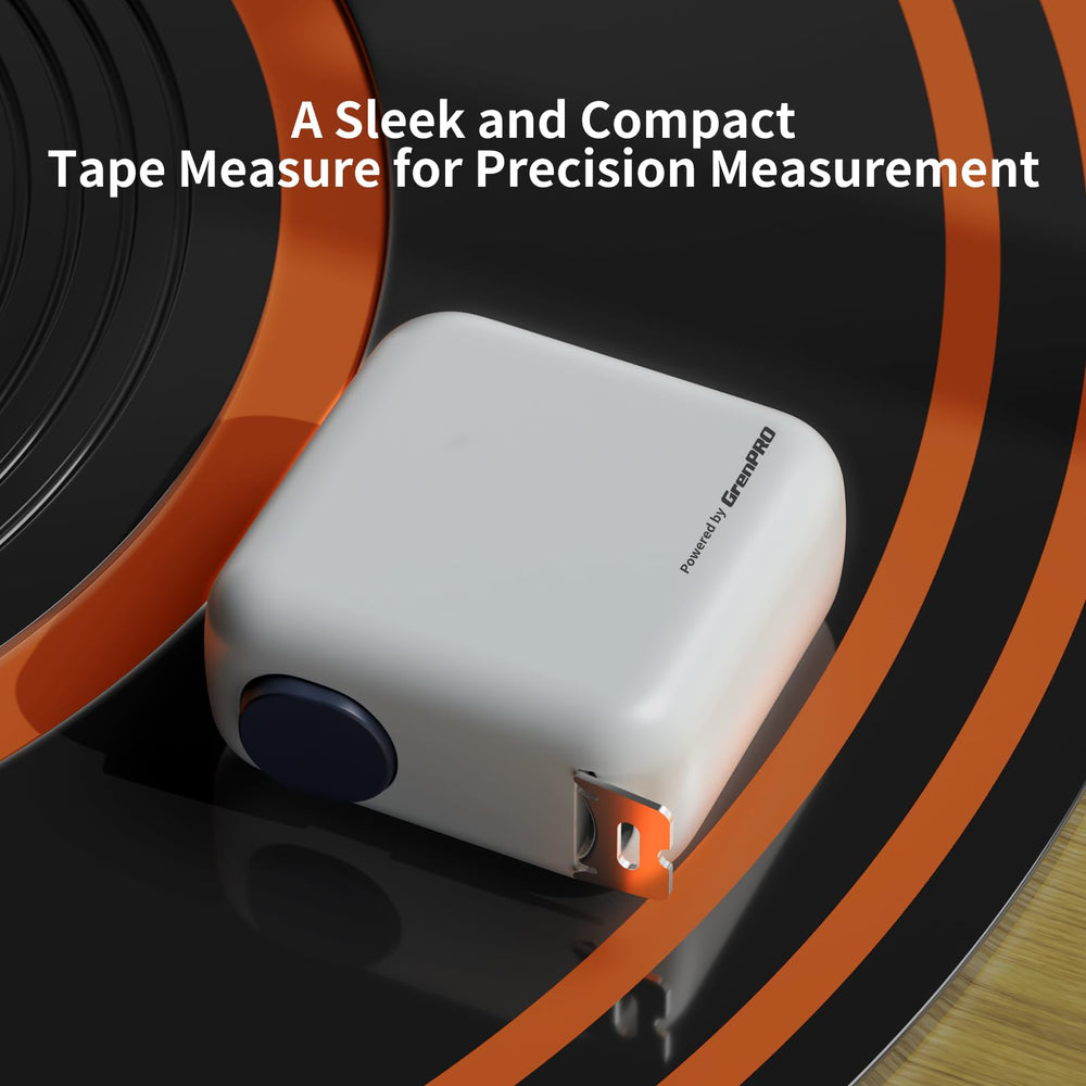 Grenpro 10ft tape measure retraction button in action for smooth blade return.