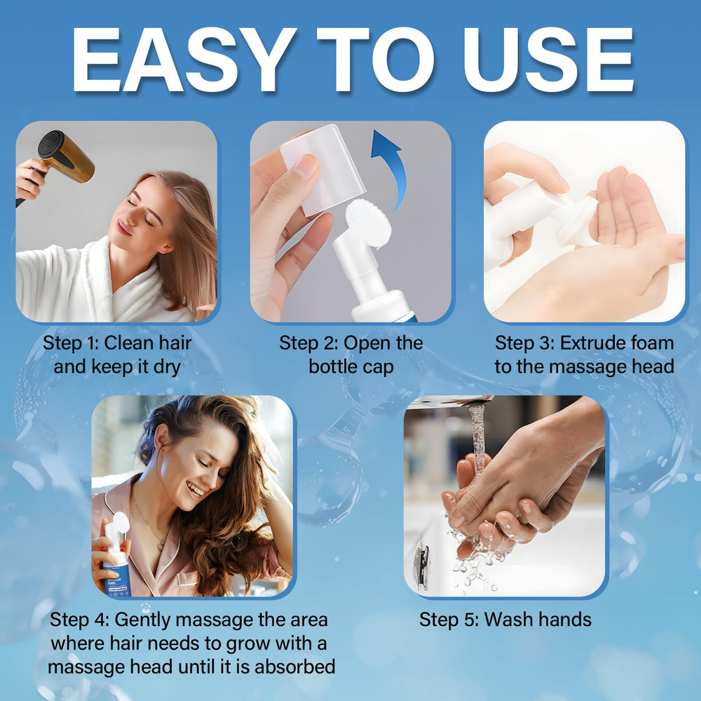 Greoay hair growth foam application area directs targeted thinning usage.
