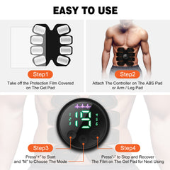 Grexemin ABS Stimulator USB charging port enables quick recharge for workouts.